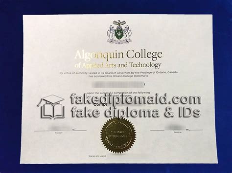 Fake Algonquin College Of Applied Arts And Technology Diploma