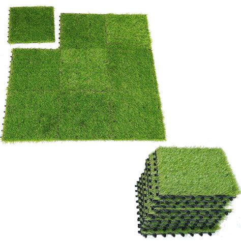 Buy Pack Artificial Grass Tiles Fake Grass Lawn Interlocking