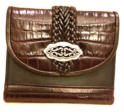 Brighton Trifold Wallet Brown Black Croco Embossed Leather EBay