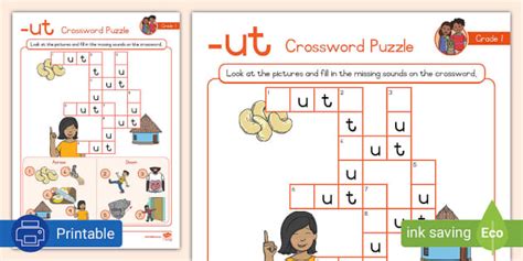 Grade 1 Crossword Puzzle -ut (teacher made) - Twinkl