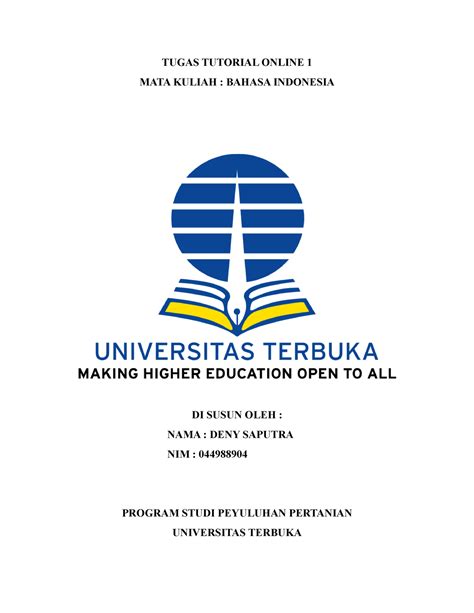 Diskusi 4 BHS Indonesia TUGAS TUTORIAL ONLINE 1 MATA KULIAH BAHASA