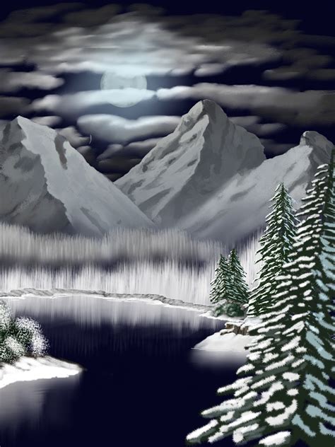 Download Painting, Winter, Full Moon. Royalty-Free Stock Illustration ...