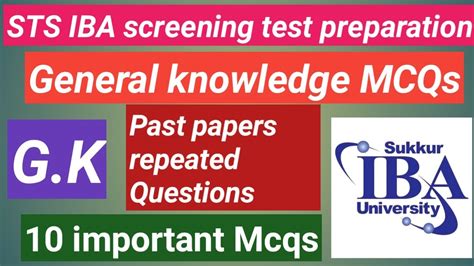 General Knowledge MCQs Sts Test STS IBA Screening Test