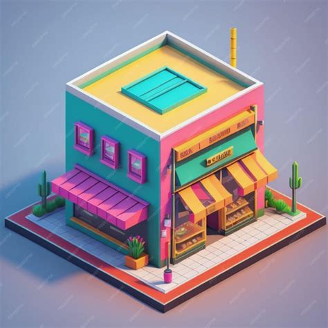 Premium Ai Image 3d Isometric Shop Building Created With Generative Ai