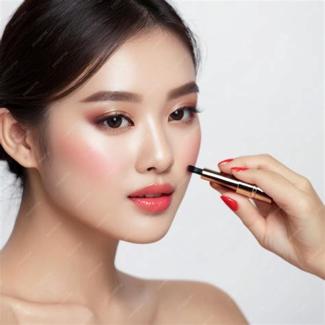 Premium Photo Beautiful Asian Woman Makeup Trial For Flawless Look