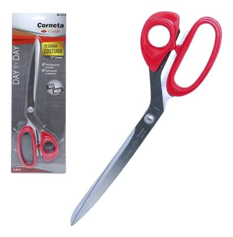 Tesoura Corneta Profissional Multiuso Inox Cm Cor Vermelho