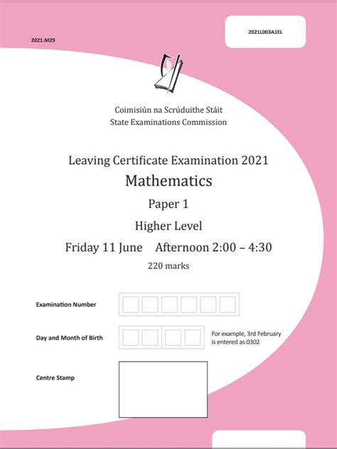 Leaving Cert Maths Higher Level Ordinary Level