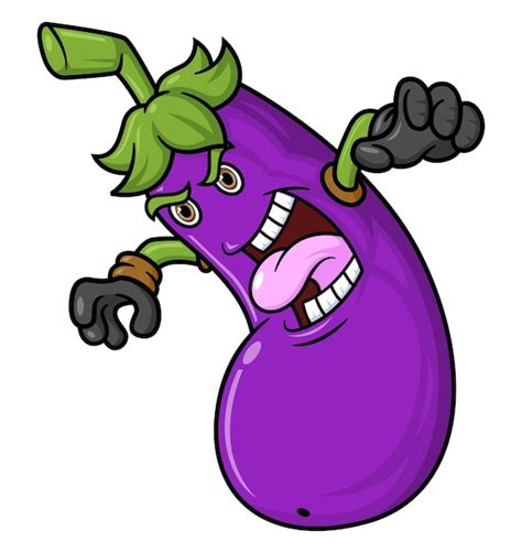 Premium Vector Eggplant Cartoon Character Mascot Design