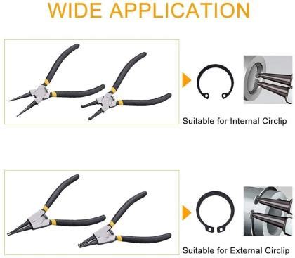 Fixkit Inch Long Internal Bend And External Bend Nose Circlip Plier