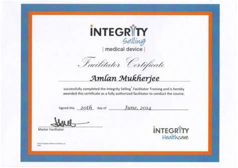 Integrity selling certificate