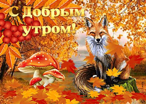 открытка доброе утро с лисой- Скачать бесплатно на otkritkiok.ru