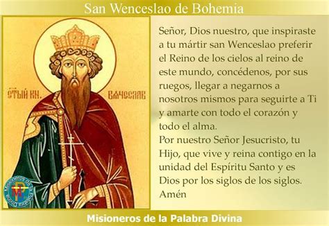 MISIONEROS DE LA PALABRA DIVINA SANTORAL SAN WENCESLAO DE BOHEMIA