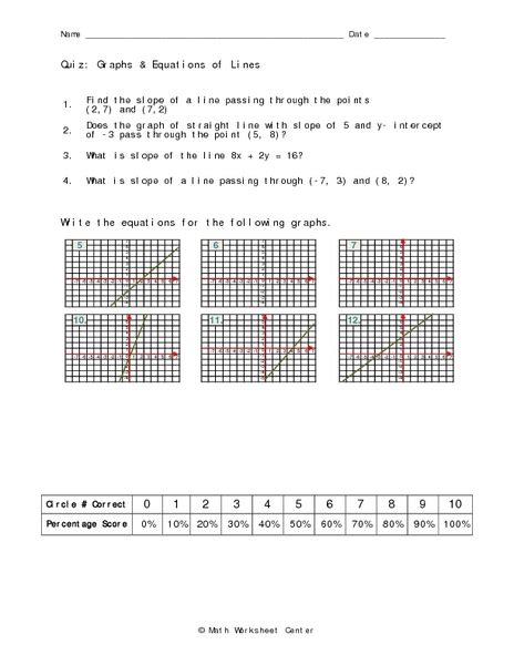 Graphs And Equations Of Lines Worksheet For 10th Grade Lesson Planet