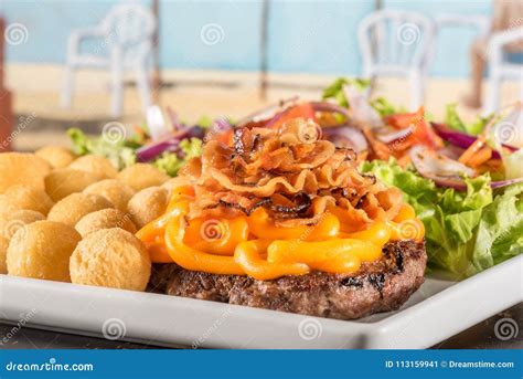 Delicious Hamb Rguer With Bacon And Cheddar Stock Image Image Of