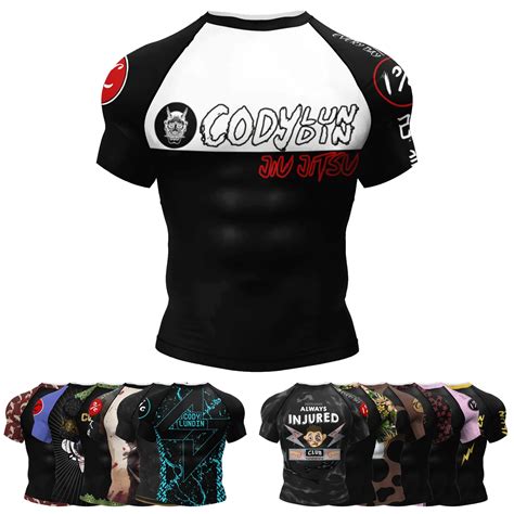 Cody BJJ Мужская компрессионная рубашка с коротким рукавом для джиу ...