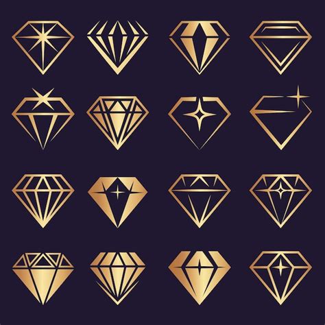 Logotipo De Diamante Joyas Geométricas Estilizadas Brillantes Y