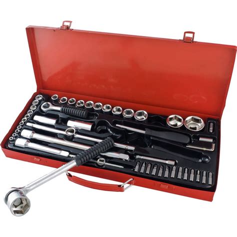 52pce Socket Wrench Tool Set And Case Metric 12 14 Ratchet Drive Cr