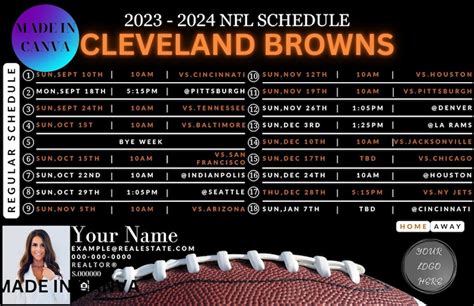 Cleveland Browns 2023 2024 Football Schedule Realtor Postcard Etsy