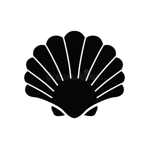 Het Shell Pictogram Met Een Parel Zwart Silhouet Van Een Open Oester