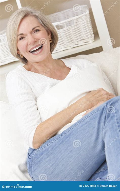 Attractive Happy Senior Woman Laughing At Home Stock Image Image Of