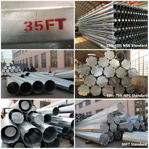 Straight Tensile Hot Dip Galvanized Steel 10m Octagonal Metalic Pole With Electrical Accessories