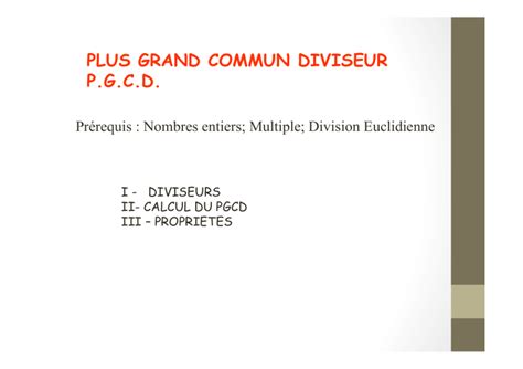 Plus Grand Commun Diviseur Pgcd Maths