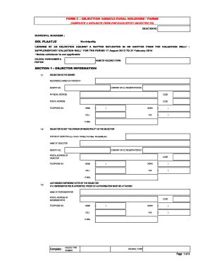 Fillable Online FORM C OBJECTION AGRICULTURAL HOLDINGS FARMS Fax Email