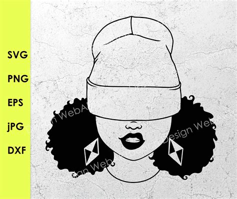 African American Hat Low Woman Lip Bite Silhouette Afro Girl Etsy