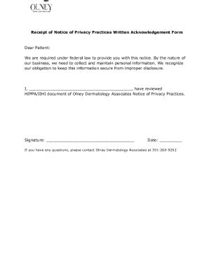 Fillable Online Pdf Receipt Of Notice Of Privacy Practices Written