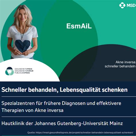 Akne inversa Projekt EsmAiL für MSD Gesundheitspreis nominiert