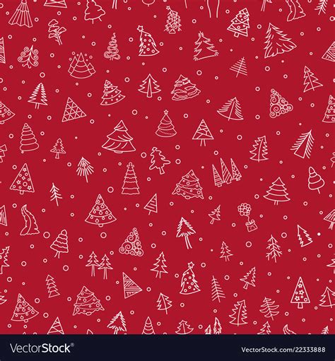 Christmas Tree Seamless Pattern Flat Design Vector Image