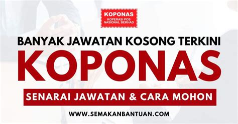 Koponas Buka Pengambilan Banyak Jawatan Kosong Senarai Jawatan Cara