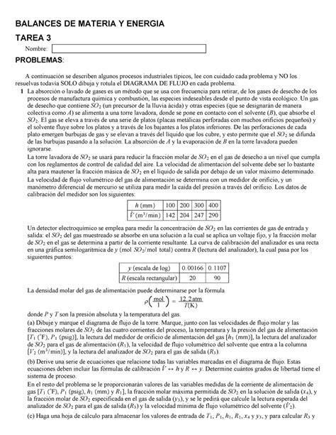 Bmy E B T Ejercicios Balance Materia Y Energia Balances De