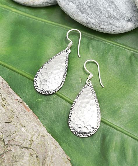 Sterling Silver Hammered Teardrop Earrings Teardrop Earrings