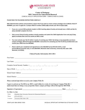 Fillable Online Campus Wide ID Application Form Fax Email Print PdfFiller