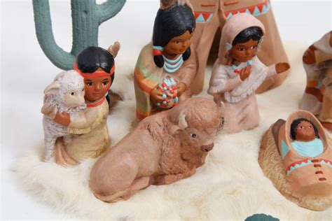 Native American Clay Nativity Set Ebth