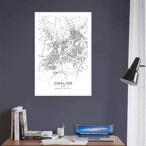 Gwalior India Map Poster, Gwalior City Road Wall Art Print - Custom ...