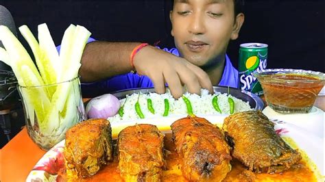 Eating Huge Whole Fish Curry With Riceasmr Mukbang Indian Secret Food