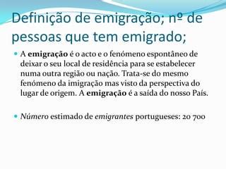 Significado De Emigração - Emigração no século xx | PPTX
