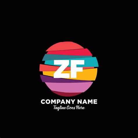 Zf Initial Logo With Colorful Template Vector Vector Art At