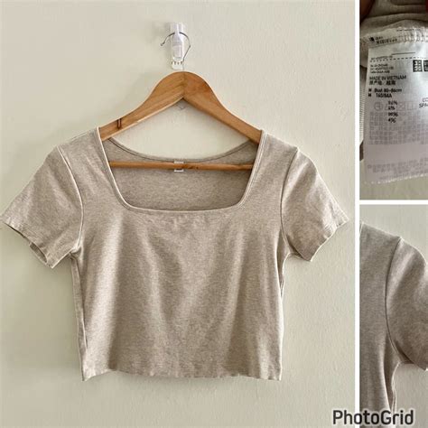 Uniqlo Nude Square Neck Ribbed Top On Carousell