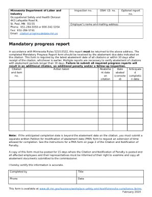 Mandatory Progress Report Doc Template Pdffiller