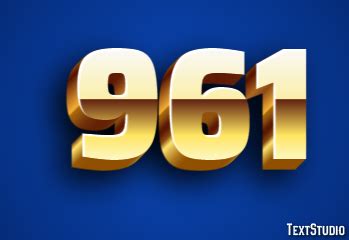 961 Text Effect and Logo Design Number