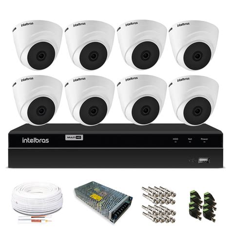 Kit 8 Câmeras de Segurança Intelbras Dome 1080p