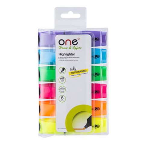 AH636 ONE ปากกาเน้นข้อความ คละสี (แพ็ค6ด้าม) ONE AH636 - monet.asia