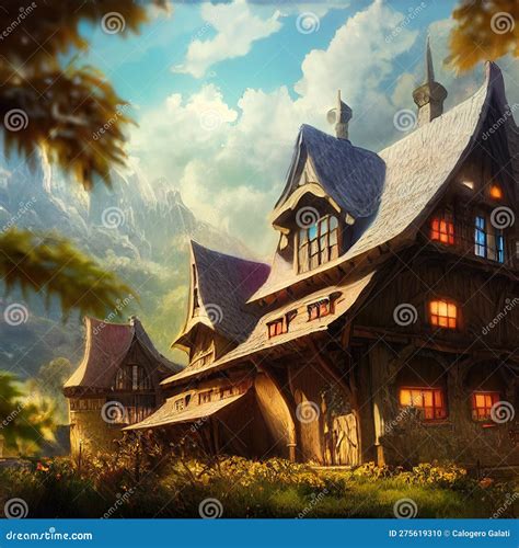 An Anime Fantasy Medieval House of a Fairytale, Ai Generated Image ...