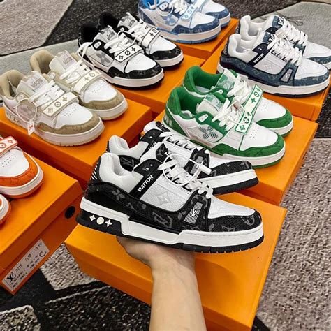 Giày LV Xanh than Xanh Lá Nâu Giầy thể thao LV các màu mới nhất hot trend 2022 hàng cao cấp