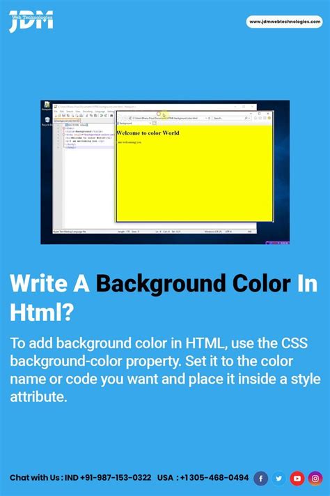 To Add Background Color In Html Use The Css Background Color Property