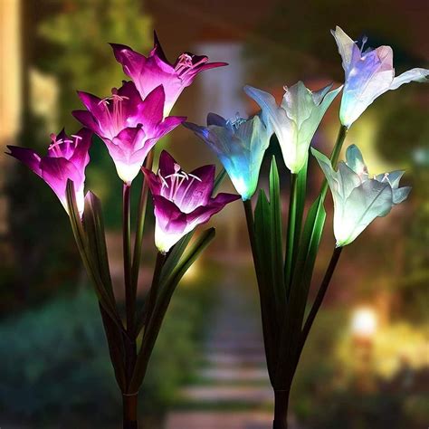 Solar Garden Lights Outdoor - Multi-Color Changing Lily Solar Lights