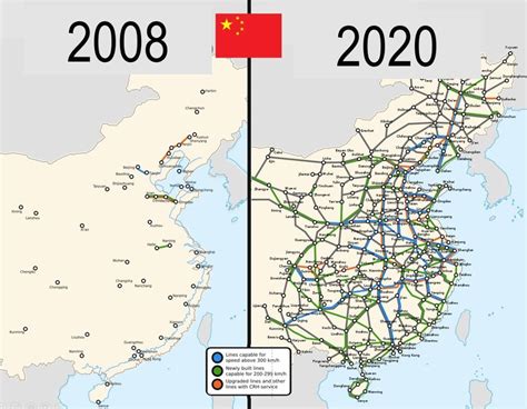 Chinese High-Speed Railway Map 2008 vs. 2020 : r/MapPorn